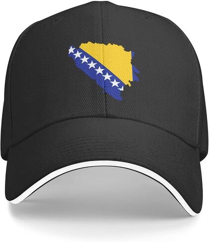 Bosnian Map Flag Unisex Baseball Cap Fits Men Women Adjustable Dad Hat Sandwich Bill Cap in Saudi Arabia
