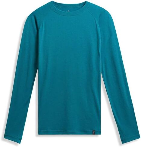 IBEX Woolies Pro Tech Crew Neck Merino Wool Shirt for Men | Long Raglan Sleeve T-Shirt with Thumbholes & Flatlock Stitching | Thermal Base Layer Ideal for Winter | Lake Effect (XL) in Saudi Arabia