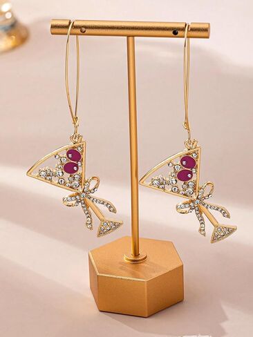 Cocktail Martini Drop Earrings for Women, Gold Tone Rhinestone Drip Oil Dangle Drop Creative Party Statement Jewelry for Banquet Night Out in Saudi Arabia