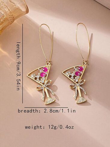Cocktail Martini Drop Earrings for Women, Gold Tone Rhinestone Drip Oil Dangle Drop Creative Party Statement Jewelry for Banquet Night Out in Saudi Arabia