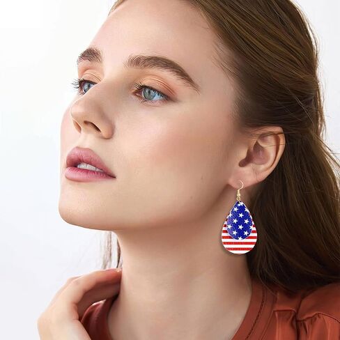 3 Pairs 4th of July Earrings for Women Red White and Blue American Flag Dangle Drop Earring Independence Day USA Patriotic Earrings Jewelry Gift Fourth of July Outfits Accessories Party Decorations in Saudi Arabia