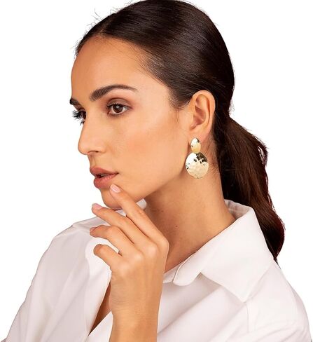 Etrusca Gioielli Women’s 18K Gold Plated Oval Drop Earrings – Elegant Italian Jewelry, Nickel-Free & Hypoallergenic – for Women, Mom or Wife in Saudi Arabia