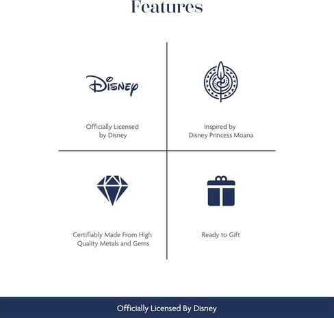 Jewelili Enchanted Disney Fine Jewelry 14K الذهب الأصفر على الفضة الاسترليني 1/10 Cttw الأبيض الطبيعي جولة الماس موانا الشمس قلادة قلادة، 18 "سلسلة كابل in Kuwait