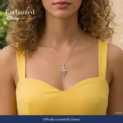 مجوهرات Jewelili Enchanted Disney الجميلة من الذهب الوردي عيار 14 قيراط فوق الفضة الإسترليني مع قلادة قلادة من الماس 1/6 CTTW in Kuwait