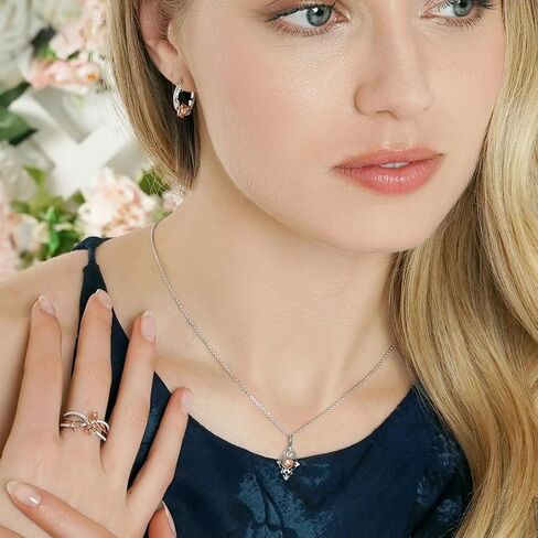 مجوهرات Jewelili Enchanted Disney الجميلة من الذهب الوردي عيار 14 قيراط فوق الفضة الإسترليني مع قلادة قلادة من الماس 1/6 CTTW in Kuwait