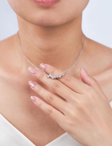 IMOLOVE Emerald cut Moissanite necklace for Women, Trendy Elegant Dainty Necklace for Women, 1 Carat Womens Dainty Necklace for Women 925 Sterling Silver with 18K White Gold Plated in Kuwait