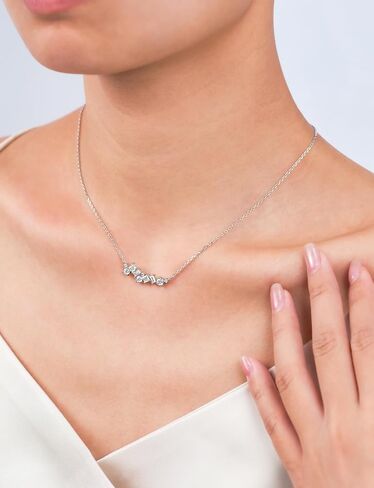 IMOLOVE Emerald cut Moissanite necklace for Women, Trendy Elegant Dainty Necklace for Women, 1 Carat Womens Dainty Necklace for Women 925 Sterling Silver with 18K White Gold Plated in Kuwait