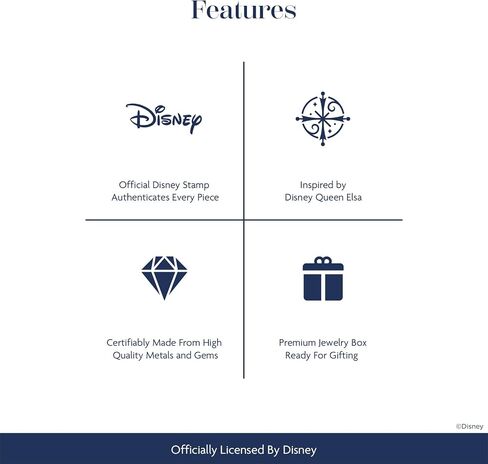 Jewelili Enchanted Disney Fine Jewelry Elsa Snowflake Pendant Necklace for Women | Sterling Silver | Sky Blue Topaz & 1/12 CTTW White Diamonds | 18" Cable Chain | Jewelry Gifts for Her in Kuwait