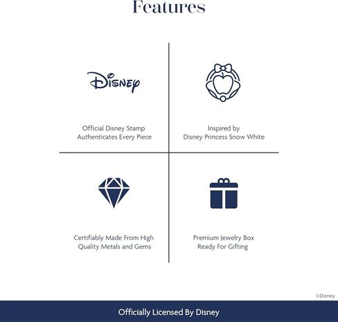 Jewelili Enchanted Disney Fine Jewelry Snow White Apple Pendant Necklace for Women | Sterling Silver | Created Ruby & 1/10 CTTW White Diamonds | 18" Rope Chain | Jewelry With Gift Box in Kuwait
