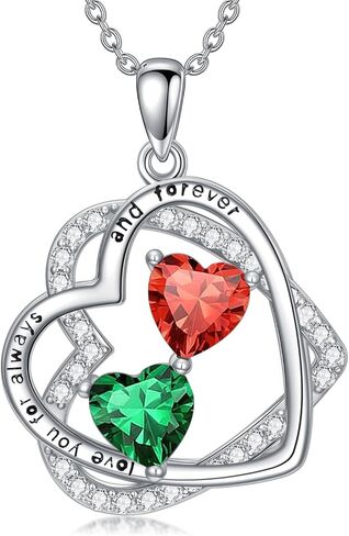Gifts for Her I Love You Birthstone Necklace 18k White Gold Plated Heart Pendant with CZ Stones Birthday Gifts for Women Romantic Gift for Wife, Girlfriend, Her, Anniversary, Valentine's Day, Christmas in Saudi Arabia