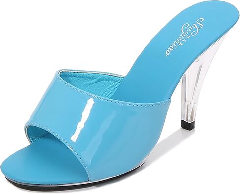 Women'S Patent Leather Fish Mouth Stiletto Dress Slides Sandals Sexy Peep Toe 3.94in High Heels Slip-On Backless Prom Mules For Evening Weddings Parties Bridal in Kuwait