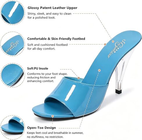 Women'S Patent Leather Fish Mouth Stiletto Dress Slides Sandals Sexy Peep Toe 3.94in High Heels Slip-On Backless Prom Mules For Evening Weddings Parties Bridal in Kuwait