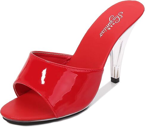 Women'S Patent Leather Fish Mouth Stiletto Dress Slides Sandals Sexy Peep Toe 3.94in High Heels Slip-On Backless Prom Mules For Evening Weddings Parties Bridal in Saudi Arabia