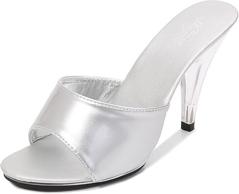 Women'S Patent Leather Fish Mouth Stiletto Dress Slides Sandals Sexy Peep Toe 3.94in High Heels Slip-On Backless Prom Mules For Evening Weddings Parties Bridal in Kuwait
