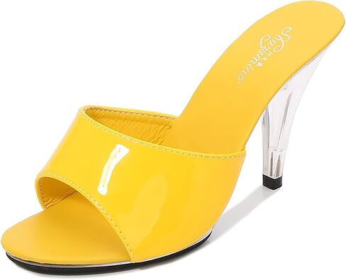 Women'S Patent Leather Fish Mouth Stiletto Dress Slides Sandals Sexy Peep Toe 3.94in High Heels Slip-On Backless Prom Mules For Evening Weddings Parties Bridal in Kuwait