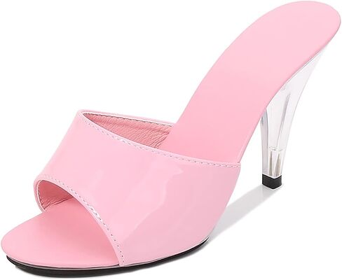 Women'S Patent Leather Fish Mouth Stiletto Dress Slides Sandals Sexy Peep Toe 3.94in High Heels Slip-On Backless Prom Mules For Evening Weddings Parties Bridal in Kuwait