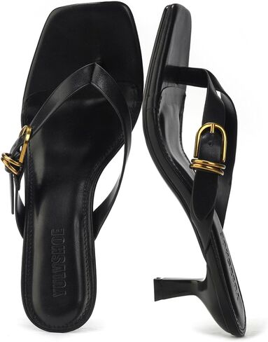 YULVSHOE Women's Kitten Heels Square Open Toe Flip Flop 2 Inch Thong Heels Heeled Sandals for Women in Saudi Arabia