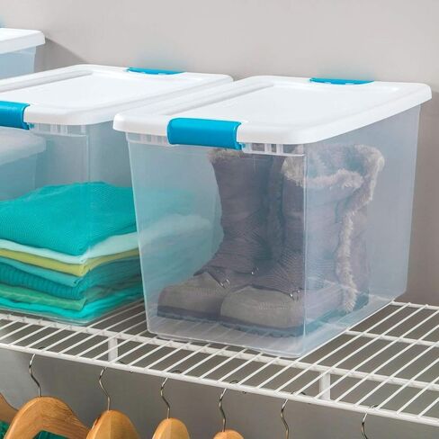 Sterilite 36-Pack Stackable Storage Bin with Lid, Clear Plastic Design, 15 Quart in Kuwait