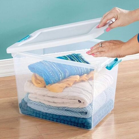 Sterilite 36-Pack Stackable Storage Bin with Lid, Clear Plastic Design, 15 Quart in Kuwait