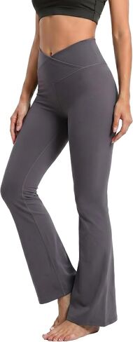 Women's Flare Legging Crosssover Yoga Pants High Waisted 4-Way Stretch Pants, Moisture-Wicking for Gym Daily in Saudi Arabia