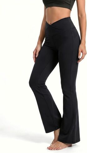 Women's Flare Legging Crosssover Yoga Pants High Waisted 4-Way Stretch Pants, Moisture-Wicking for Gym Daily in Saudi Arabia