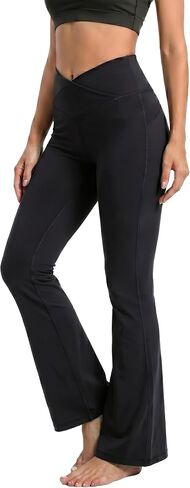 Women's Flare Legging Crosssover Yoga Pants High Waisted 4-Way Stretch Pants, Moisture-Wicking for Gym Daily in Saudi Arabia