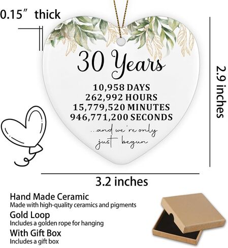 30th Anniversary Wedding Gifts for Couples Her Him Ceramic Ornament Keepsake Sign 30 Years Wedding Anniversary Romantic Gifts for Wife Husband Women in Saudi Arabia
