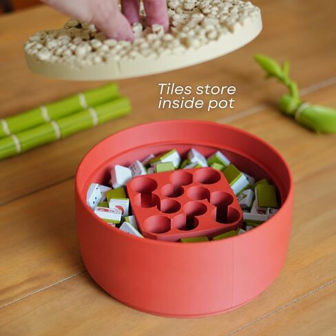Lucky Bamboo Mahjong Set, Mini Mahjong Tiles with Imitation Bamboo Tile Racks, Portable Travel for OutdoorCamping in Kuwait