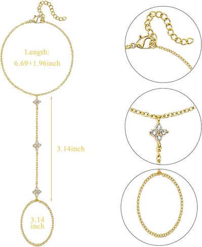 5PCS Hand Chain Bracelets for Women Ring Bracelet Adjustable Gold Bracelets Summer Jewelry Accessories for Women in Saudi Arabia