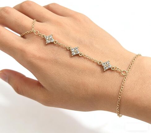 5PCS Hand Chain Bracelets for Women Ring Bracelet Adjustable Gold Bracelets Summer Jewelry Accessories for Women in Saudi Arabia