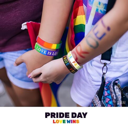 24pcs Rainbow Gay Pride Bracelets Silicone LGBTQ Support Rubber Wristbands for Pride Day Month Parades Decorations Accessories Supplies in Saudi Arabia