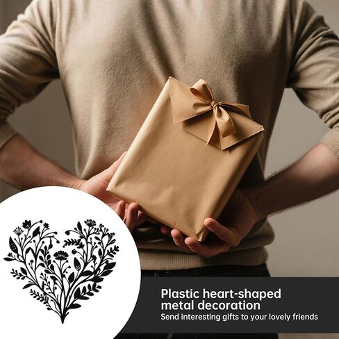 JEWLOVE Heart Wall Art - Floral Heart Metal Wall Decor with Botanical Design, Metal Flowers Wall Decor for Indoor and Outdoor, Rustic Floral Wall Art (12.2''x11'') in Kuwait