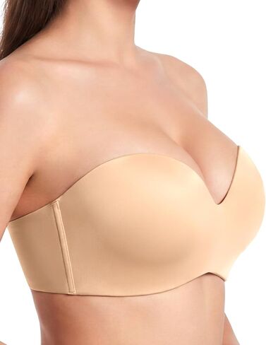 HSIA Strapless Bras for Women Push Up Seamless Underwire Padded Balconette Demi Convertible Bra for Small Busts Beige 38C in Saudi Arabia