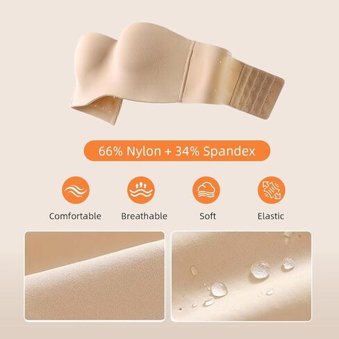Strapless Bras for Women - Wireless Seamless, No Underwire - Full Coverage, Square Neck - Adjustable Supportive Bra in Saudi Arabia