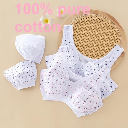 4Pack Middle-Aged Elder Woman Wireless Everyday Cotton Comfort Bras, Non-Closure Soft Non-Padded Bra Plus Size in Saudi Arabia