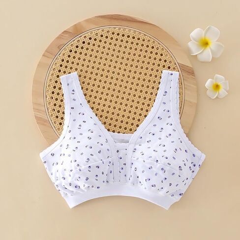 4Pack Middle-Aged Elder Woman Wireless Everyday Cotton Comfort Bras, Non-Closure Soft Non-Padded Bra Plus Size in Saudi Arabia