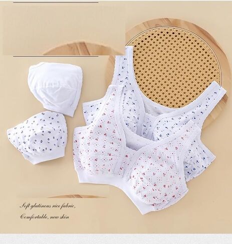 4Pack Middle-Aged Elder Woman Wireless Everyday Cotton Comfort Bras, Non-Closure Soft Non-Padded Bra Plus Size in Saudi Arabia