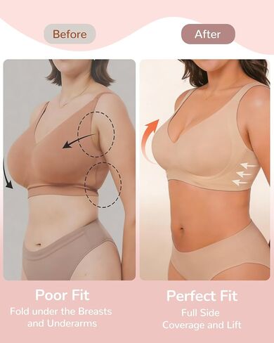 Womens No Underwire Minimizer Jelly Bra Wireless Plus Size Supportive Push Up Bras Full Coverage Seamless Comfortable Bralettes T-Shirt Bras XL Size Skin in Saudi Arabia