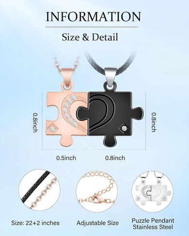 VGWON Matching Necklace for Set Stainless Steel Necklace for Men Women Puzzle Pendant Necklace for Valentine's Day Mother's Day Birthday Gift Son Gifts from Mom in Saudi Arabia