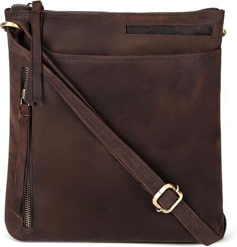 Leather Crossbody Bags for Women - Ladies Sling Handbags - Medium Cross body Purses Handbags - Purses For Women (Vintage Dark Brown) in Saudi Arabia
