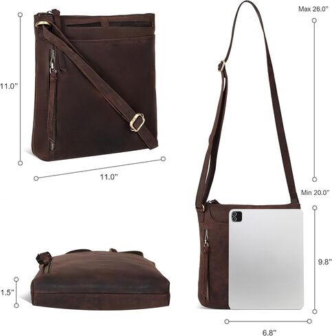 Leather Crossbody Bags for Women - Ladies Sling Handbags - Medium Cross body Purses Handbags - Purses For Women (Vintage Dark Brown) in Saudi Arabia