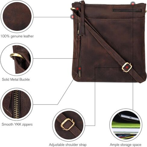 Leather Crossbody Bags for Women - Ladies Sling Handbags - Medium Cross body Purses Handbags - Purses For Women (Vintage Dark Brown) in Saudi Arabia