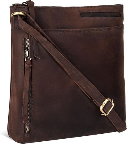 Leather Crossbody Bags for Women - Ladies Sling Handbags - Medium Cross body Purses Handbags - Purses For Women (Vintage Dark Brown) in Saudi Arabia
