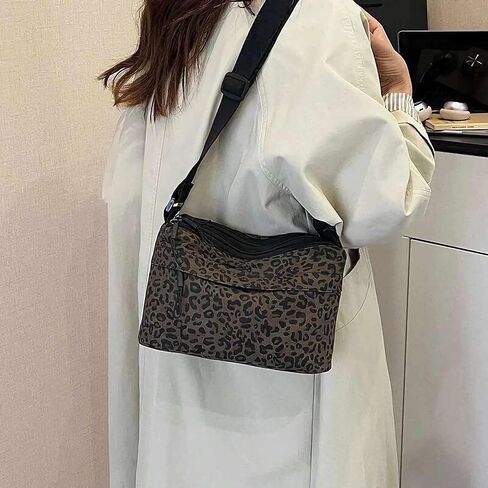 leopard cheetah print crossbody bag purse for women, animal print shoulder purse with lots of pockets, y2k cute everyday bags trendy with zipper, leopard accessories gifts | animal print in Saudi Arabia