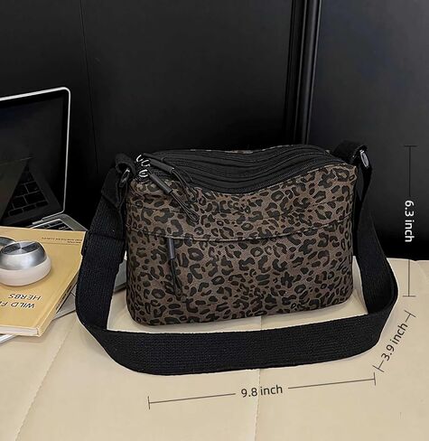 leopard cheetah print crossbody bag purse for women, animal print shoulder purse with lots of pockets, y2k cute everyday bags trendy with zipper, leopard accessories gifts | animal print in Saudi Arabia