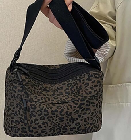 leopard cheetah print crossbody bag purse for women, animal print shoulder purse with lots of pockets, y2k cute everyday bags trendy with zipper, leopard accessories gifts | animal print in Saudi Arabia