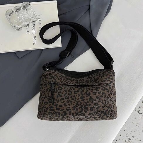 leopard cheetah print crossbody bag purse for women, animal print shoulder purse with lots of pockets, y2k cute everyday bags trendy with zipper, leopard accessories gifts | animal print in Saudi Arabia