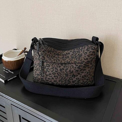 leopard cheetah print crossbody bag purse for women, animal print shoulder purse with lots of pockets, y2k cute everyday bags trendy with zipper, leopard accessories gifts | animal print in Saudi Arabia
