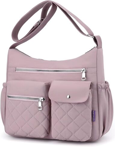 Crossbody Bag for Women Casual Quilted Handbag Nylon Waterproof Travel Purse Trendy Ladies Multipocket Shoulder Bag in Saudi Arabia