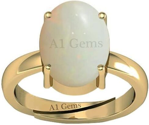 Panchdhatu Gold Plated Ring with Australian White Opal 11.25 Ratti / 10.00 Cat, AA+ Certified for Men Women Metal Opal in Kuwait